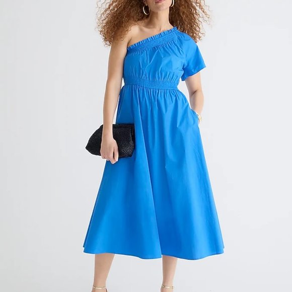 J. Crew Dresses & Skirts - J.Crew Smocked One-shoulder Dress in Cotton Poplin